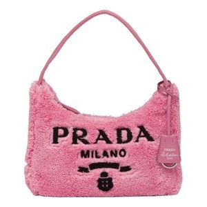 NEW Pink Prada Re-Edition 2000 Terry Mini Bag Faux Fur